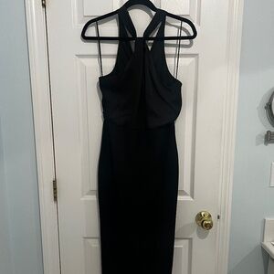 Black halter midi dress